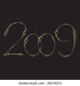New Year 2009 composition of champagne bubbles