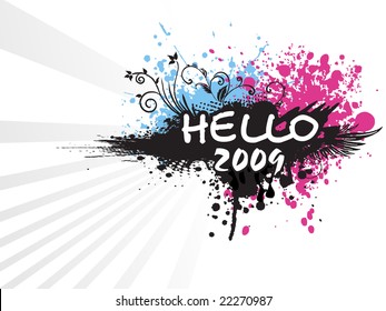 nuevo año 2009 patrón de saludo, diseño