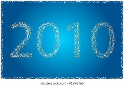 New year 2010 blue background with sparkling text