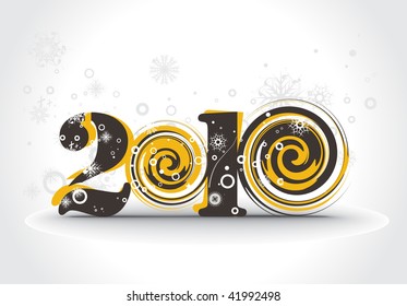 new year 2010 in white snow background. Vector illustration