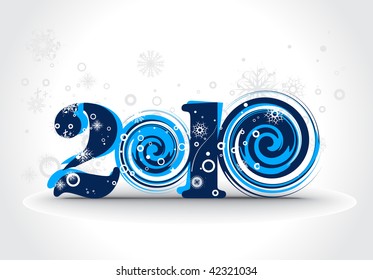 new year 2010 in white snow background. Vector illustration