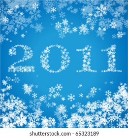 New Year 2011 greeting card with snowflakes 2