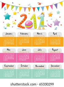   new year 2011 wall calendar for kids