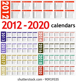 New year 2012, 2013,  2014,  2015,  2016,  2017,  2018,  2019,  2020 Calendars