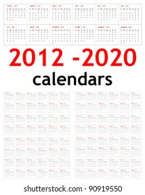 New year 2012, 2013,  2014,  2015,  2016,  2017,  2018,  2019,  2020 Calendars