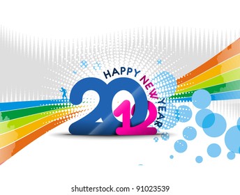 new year 2012 with color full bubble background