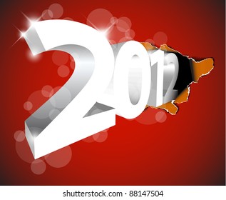 New Year 2012 coming from the big hole - design for the vector christmas card
