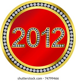 New year 2012 with diamonds, vector