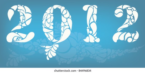 the New Year 2012 in floral letters