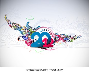 New year 2012 floral poster design. Vector illustration