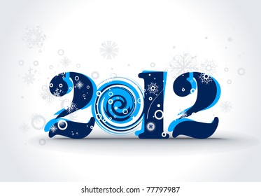 new year 2012 in white snow background. Vector illustration