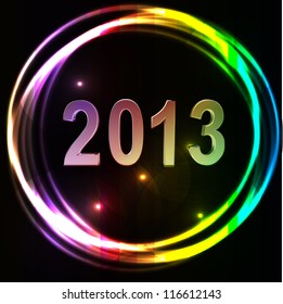 New year 2013 background glossy glowing colorful numbers vector illustration