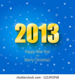 New year 2013 background gold numbers, vector illustration