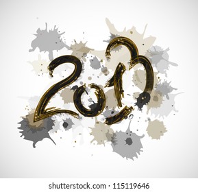 New Year 2013 background with spots and sprays on a white. Vector illustration.
