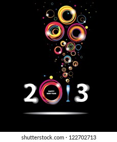 New year 2013 in black background. Abstract poster.
