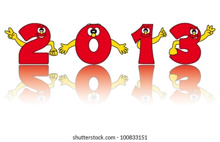 New year 2013. funny numbers and reflection
