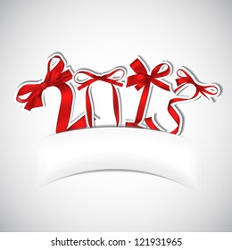New year 2013 red ribbons greeting card