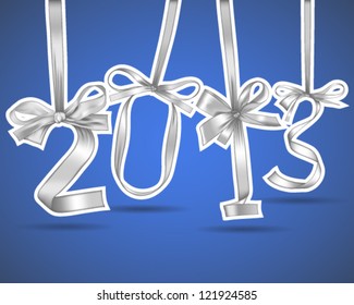 New year 2013 silver ribbons greeting card