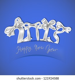 New year 2013 silver ribbons greeting card