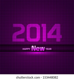 New Year 2014 background, glowing, neon EPS 10