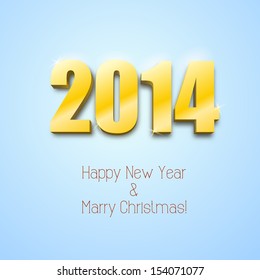 New year 2014 background gold numbers, vector illustration