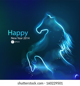 New Year 2014 Background. Year Of Horse. Glowing Dark Background