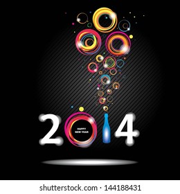 New year 2014 in black background. Abstract poster