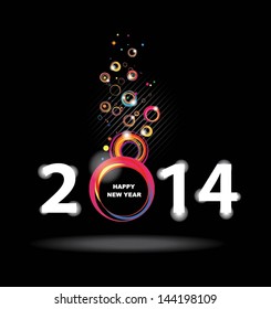 New year 2014 in black background. Abstract poster