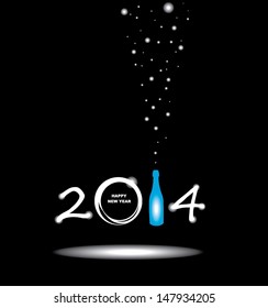 New year 2014 in black background 
