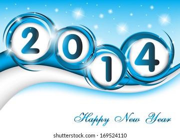New year 2014 in blue background. Clip-art