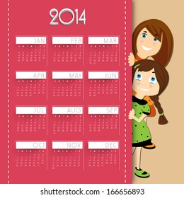 New Year 2014 calendar. 