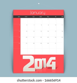 New Year 2014 calendar. 