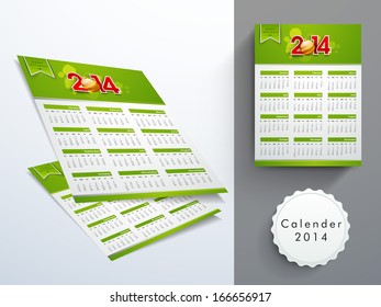 New Year 2014 calendar. 