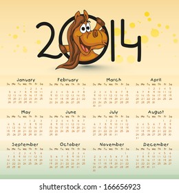 New Year 2014 calendar. 