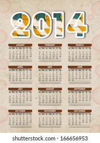 New Year 2014 calendar. 