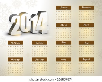 New Year 2014 calendar. 