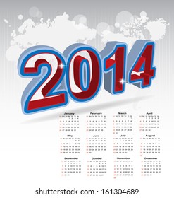 New year 2014 calendar illustration