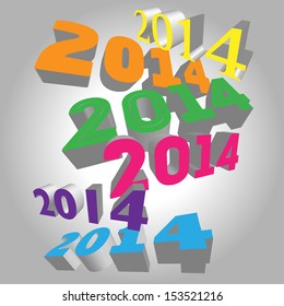New Year 2014 calendar number 3 D perspective
