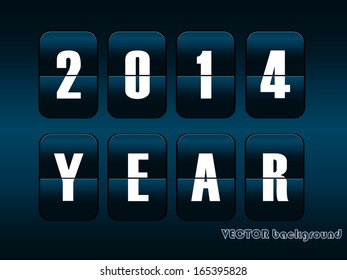 New year 2014 card. Mechanical timetable counter.