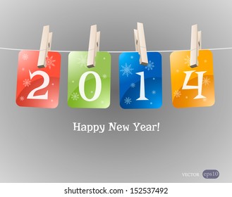 New Year 2014 colorful card background. vector