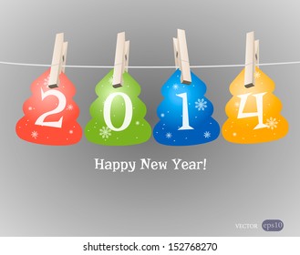 New Year 2014 colorful card background. vector