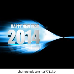 New Year 2014 colorful stylish wave holiday colorful card background