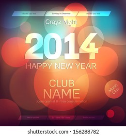 New Year 2014 .Flyer Template. Vector