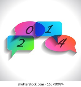 New Year 2014 in speech bubble vector icons