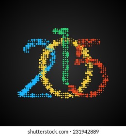 New year 2015. Art circle halftone effect poster. Vector EPS10