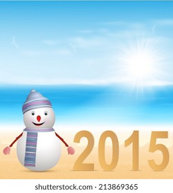 New Year 2015 background with a snowman.