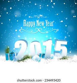 New Year 2015 - blue greeting card