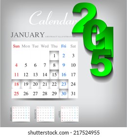 New year 2015 calander design with shiny text in vector illustration. 