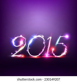 New Year 2015 with lights.