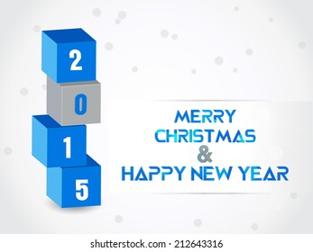New Year 2015 on cubes, with text merry christmas.